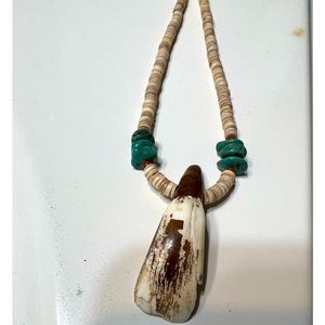 Buffalo Tooth and turquoise necklace
